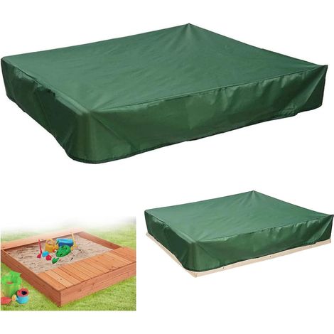 Housse carrée pour bac à sable Housse pour bac à sable avec cordon de serrage Bâche en tissu polyester imperméable et anti-poussière, 120 x 120 cm (1/5)