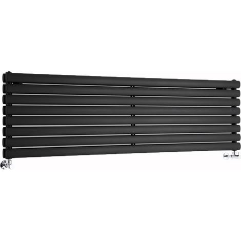 Hudson Reed Vitality – Radiateur Design Horizontal – Noir – 47.2 x 160cm Double Rang (1/5)