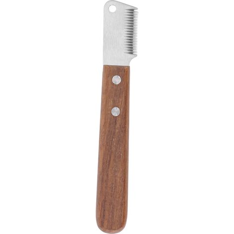 Couteau à dénuder pour chien, élimine les nœuds, réduit la perte de cheveux, épilation professionnelle avec manche en bois pour animaux de compagnie (1/5)