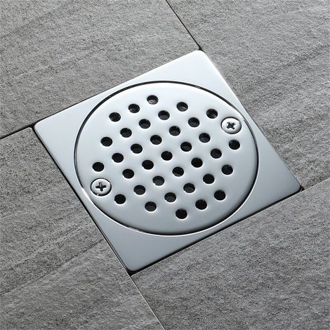 Siphon De Salle De Bain - Evacuation Au Sol Carrée - Acier Inoxydable 304 - Anti-Odeurs - Couvercle Démontable - 1 Pièce (1/5)