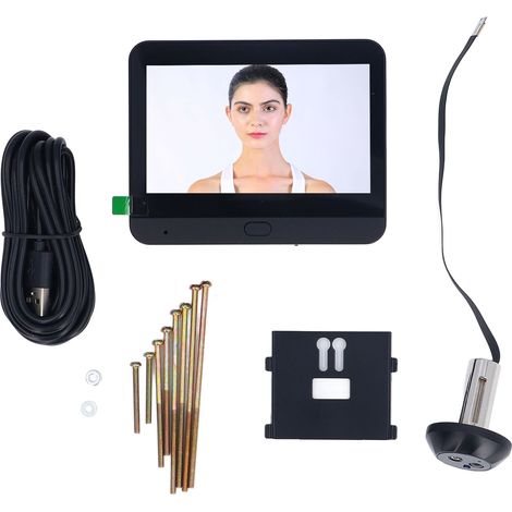 Caméra judas WiFi, conversation bidirectionnelle, Vision nocturne IR 1080P, visionneuse numérique sans fil, sonnette avec écran 4,3 pouces, détection de mouvement PIR (1/5)