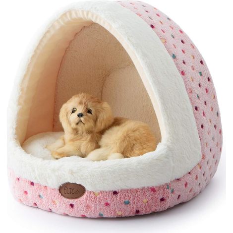 Panier Chien Lit pour Chat Niche à Chiot Panier Chaton Doux Chaud Maison pour Chat Confortable Antidérapant 39 x 37 x 35 CM,Rose (1/5)