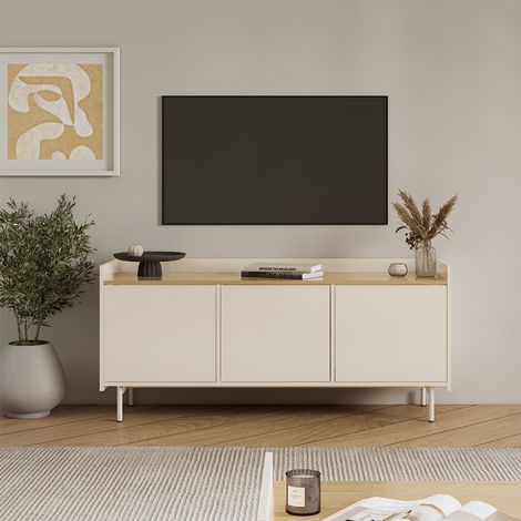 Mobile tv Velina, Crema, 140 x 63 cm con 3 porte, Vicco