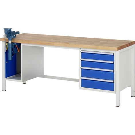 Rau Werkbank höhenverstellbar 8185A1, B2000xT700xH840-1040mm, 4x Schublade-TA, SSKL (1/5)