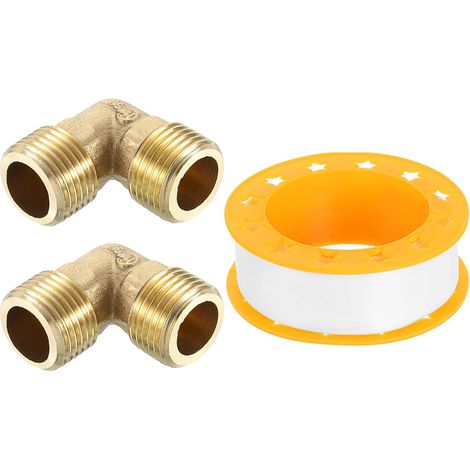 2 Pcs Coude À 90 Degrés,1/2 Pouce Mâle x 1/2 Pouce Mâle Raccord De Tube En Laiton Angle Droit,Connecteur Pour Tuyau De Fluide Gaz Carburant Huile,35x35mm (1/5)
