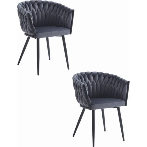 Set di 2 sedie poltroncina Orion in velluto grigio scuro (1/5)