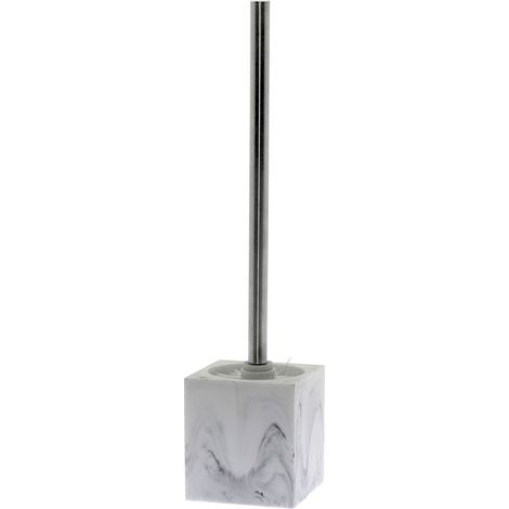 Brosse WC Résine Effet Marbre Blanc et Métal Chromé (1/3)