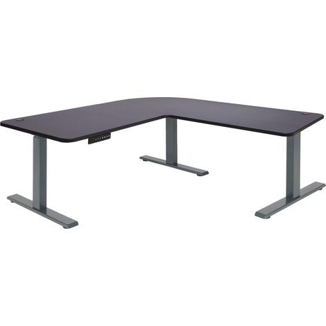 [NEUWERTIG] Eck-Schreibtisch HHG-772, Computertisch elektrisch höhenverstellbar 178x178cm 84kg MVG schwarz, anthrazit-grau (1/5)