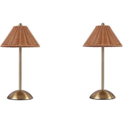 Lampe De Bureau - Rechargeable - Rotin - 3 Modes De Couleur - Pour Salon Chambre Bureau - 1 Unite (1/5)