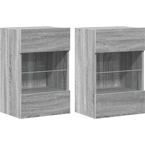 Maison Exclusive - Mobili da parete con luci LED per TV 2pz Grigio Sonoma 40x30x60,5 cm