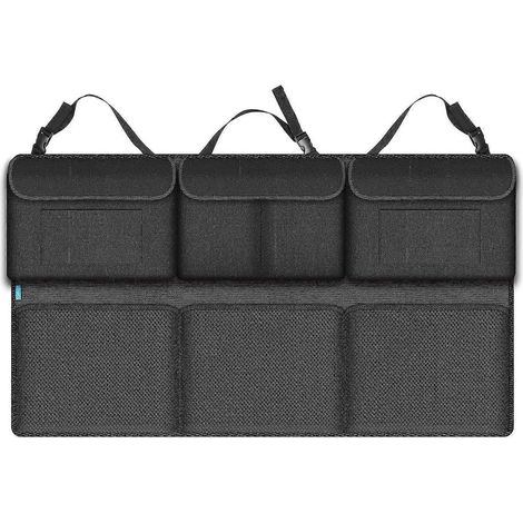 Organisateur de coffre de voiture - Rangement de coffre de voiture super capacité pour SUV et monospace, sac de voyage suspendu avec 6 grandes poches (10860 poches en filet) (1/4)