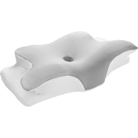 Oreiller orthopédique en forme de papillon en mousse à mémoire de forme, soutien de la nuque et de la tête efficace pour les troubles du sommeil (gris)-AquaForge (1/5)