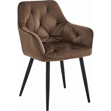 Silla York - terciopelo marrón / patas negras x 1 (1/5)