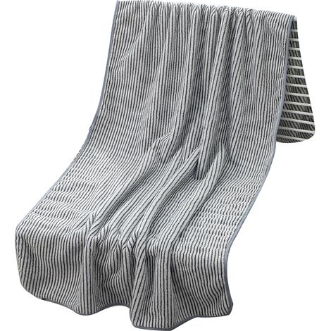 Badetuch 70 x 140 cm aus Mikrofaser mit Aktivkohle und antibakteriellem Korallensamt, europäisches und amerikanisches Strandtuch, dickes, ultra-saugfähiges Frotteehandtuch mit Streifenmuster