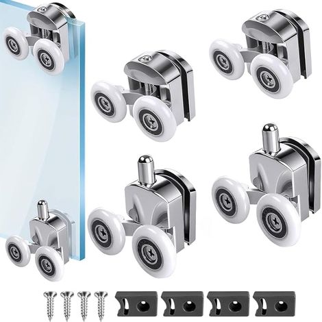 Satz mit 4 gebogenen Aluminium-Duschtürrollen, 23 mm, für gebogene Schiebetüren (23 mm) (1/5)