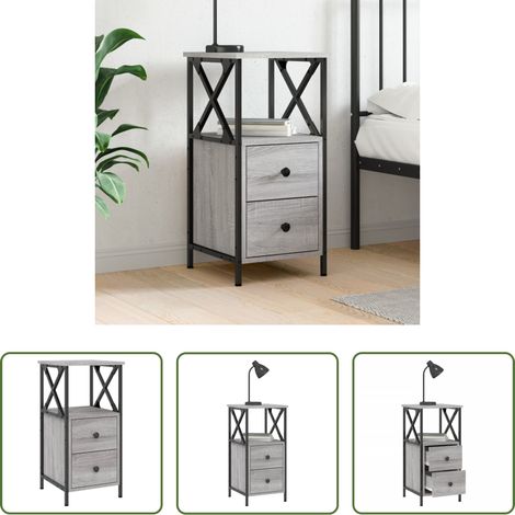 vidaXL Nachttisch mit Beinen -  Nachttisch Grau Sonoma-Eiche 34x35,5x70 cm Holzwerkstoff (1/5)