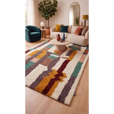 Tapis en laine Oasis Ornament - Tapis en laine  - 290x190cm, Rectangular - 100% Laine vierge - Tufté main - Colorée