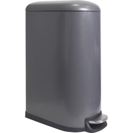 Tret Mülleimer Metall mit Deckel und Fußpedal, 40 Liter, Grau, Höhe 64,5cm (1/3)