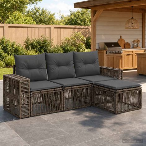 Set Divano da Giardino 4 pcs Grigio e Grigio Scuro polyrattan vidaXL (1/5)