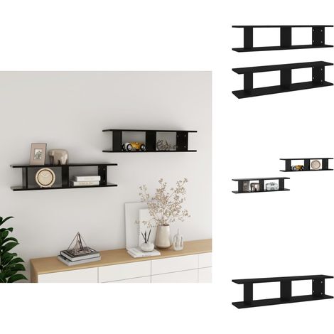 Étagères murales 2 pcs Noir 90x18x20 cm bois d'ingénierie - Etagere Murale - Etageres Murales - Etagere Cube Murale - Rangement Mural - Decoration Murale (1/5)