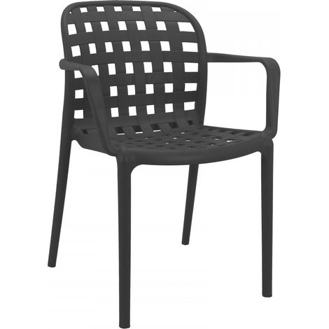 Sedia da Giardino Sharon 58x57,5x82,5 h cm in Polipropilene Grigio scuro (1/3)