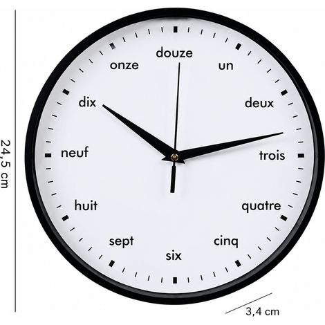 Horloge murale moderne noire 10 pouces pour intérieur noir 10 500 g – Livraison gratuite