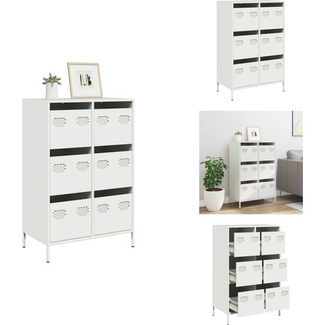 Buffet haut blanc 68x39x101,5 cm acier - Buffet Haut - Buffets Hauts - Armoire À Livres - Étagère Et Armoire À Livres (1/5)