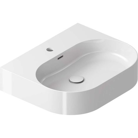 Ravak Ceramic - Lavabo 55x45 cm, con rebosadero, orificio para grifería, blanco XJX01155008 (1/5)