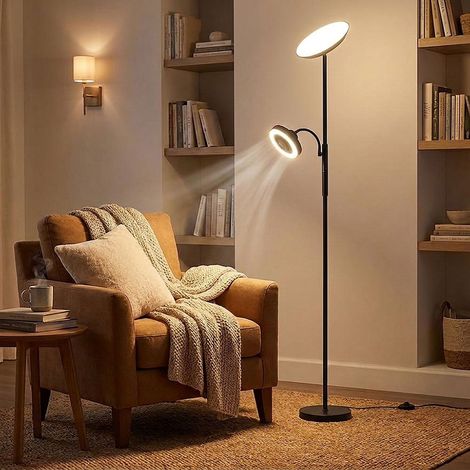 Lampada da terra a LED Lampada da terra per soggiorno Dimmerabile Metallo Nero H 178 cm (1/5)