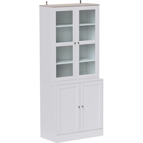 Double Storage Display Cabinet - White (1/4)