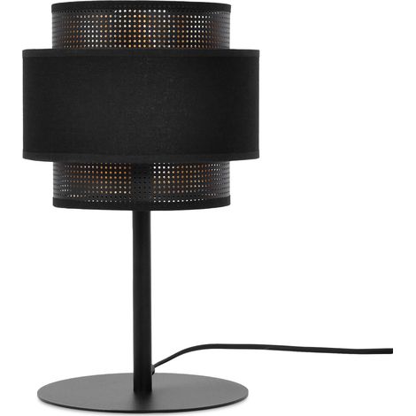 Lampe à poser AMOS Kaja noir/or double abat-jour E27 15W (1/2)