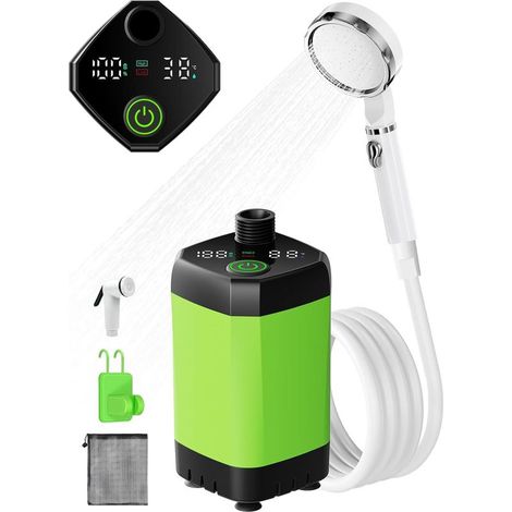 tragbares Duschset, 6000-mAh-Pumpe, Temperaturanzeige, 10 l/min Durchflussrate, Camping, Haustiere, Auto (1/5)