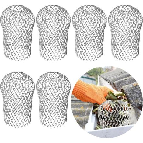 6 pièces Protections de Gouttières en Alliage d'aluminium - Filtre Gouttière à Mailles, Métal Crapaudines Gardes Couvertures pour Tuyaux de Descente, Mousse, Boue, Balles