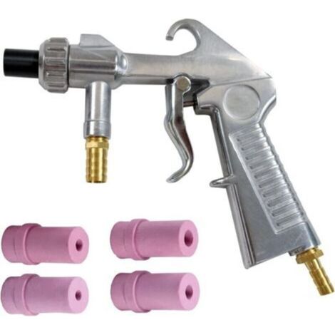 Sandblasting Gun Pneumatic Sandblaster Blasting + 4x Ceramic Nozzle 4/5/6/7mm (1/4)