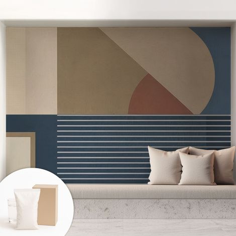 Tapete Vliestapete mit Kleber - abwaschbar - Arbeitszimmer - Esszimmer- Top Qualität Harmonische Geometrie 208x146 cm (1/5)