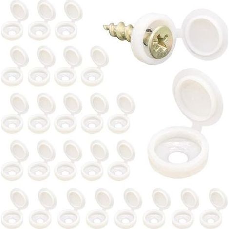 Lot de 100 cache-vis en plastique de 1.35 cm, caches décoratifs à clipser pour vis M4, blanc (1/5)