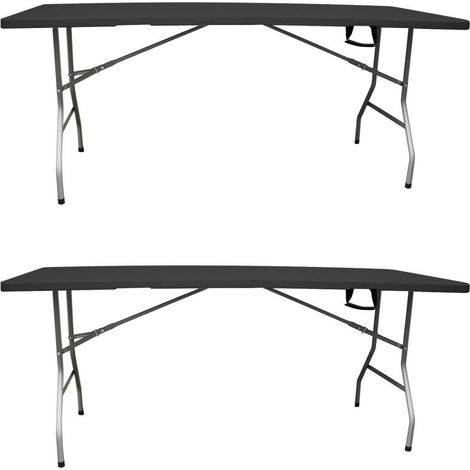 Mesa Plegable Rectangular 180x70x74cm Catering Mesa Resina con Patas de Acero Plegable para Eventos y terrazas
