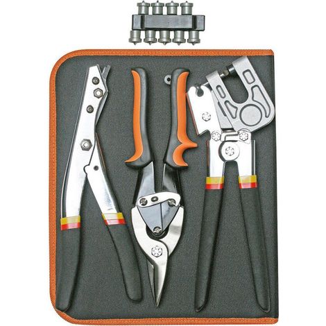 Fischer Darex – Coffret multi-outils 5 pièces – Grignoteuse à profilés – Cisaille à tôle – Pince à sertir – 10 embouts de vissage pour placo