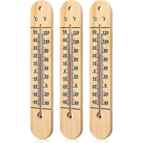 Lot de 3 thermomètres muraux pour intérieur et extérieur, grand format, double échelle, pour terrasse, piscine et maison. (1/5)