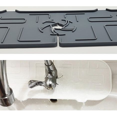Protection anti-éclaboussures pour robinet de cuisine/évier, tapis récupérateur d'eau en silicone, coussinet d'égouttage à placer derrière le robinet pour cuisine et salle de bain (1/4)