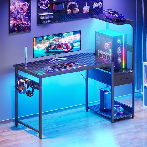 Bureau blanc 120x48cm avec USB et tablette OffiGo (1/4)