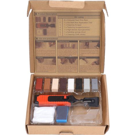 Kit per la riparazione di piastrelle, penna termica elettrica per la riparazione di piastrelle, set di blocchi di cera con 8 blocchi di cera, strumenti per la riparazione di crepe -Crezuo
