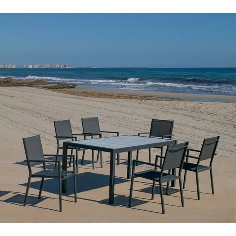 Conjunto terraza jardín mesa + 4 sillones aluminio blanco Palermo 160/4 Córcega (1/2)