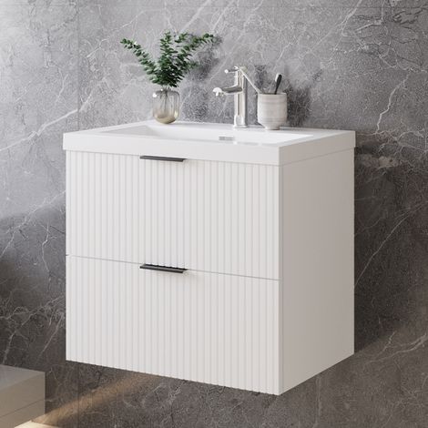 Biubiubath Wall Hung 600mm Bathroom Vanity Units with Basin 2 Soft-close Drawers (1/5)