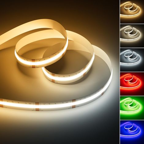 RGBW/CW Ruban LED COB 6M RGB Couleur Changement avec CCT 2700K-6500K Bande Lumineuse LED Multicolore pour Fête,Armoire,Cuisine,Chambre Coucher,Bar((Alimentation et Contrôleur NON Inclus) (1/5)