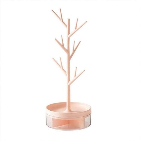 Schmuckständer in Astform mit Drehfuß und Aufbewahrungsbox, rosa (1/5)