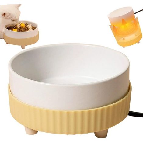Cuenco de agua para gatos y perros,Cuenco calefactado para perros,350 ml,Cuenco de agua caliente para perros,conejos y ardillas (Amarillo,13,57) (1/5)