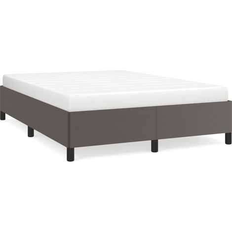 Lit double  Lit adulte  Cadre de lit sans matelas gris 140x190 cm similicuir (1/5)