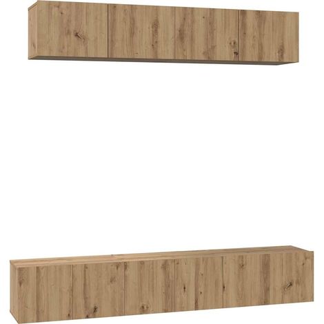 Ensemble meuble TV Banc TV Armoire TV 5 pcs Chêne artisanal Bois d'ingénierie (1/5)