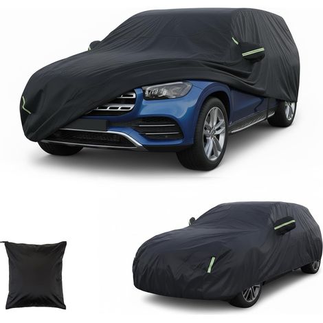 Housse de Voiture Universelle pour SUV Compact, Bâche Voiture Housse Extérieure 190T Imperméable, Résistante Neige/Poussière/Coupe-Vent, Noire, Dimensions : 4.85 1.9 1.85m (1/5)